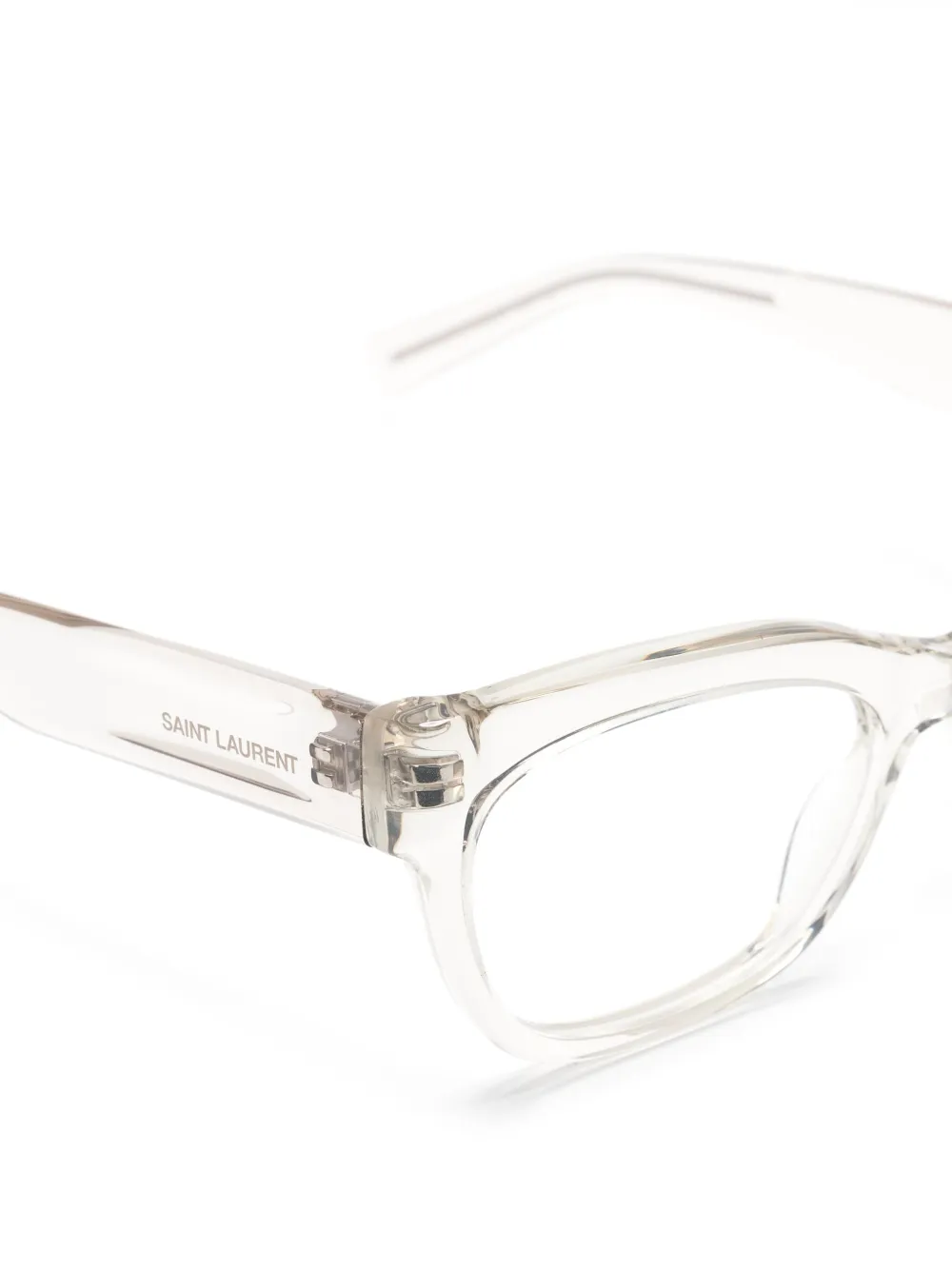Saint Laurent Eckige Brille Mit Logo-gravur In Neutrals