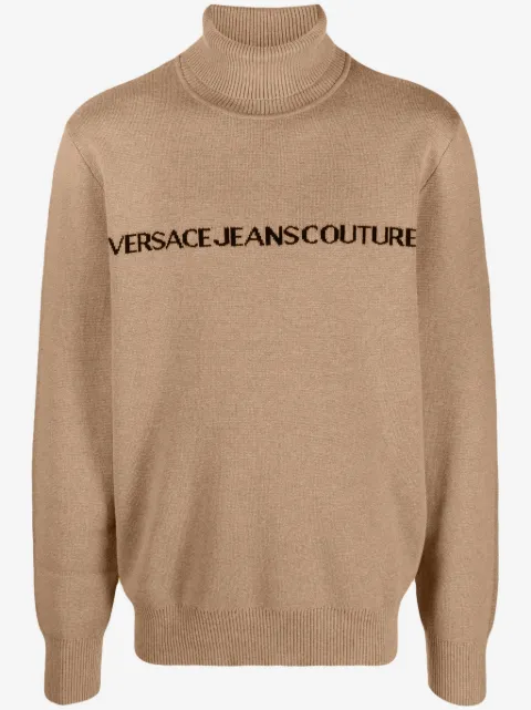 Versace Jeans Couture suéter con logo en intarsia y cuello vuelto