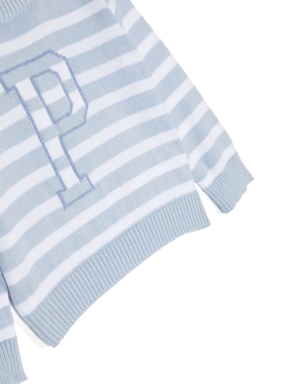 Shop Patachou Striped Cotton Jumper In Blue