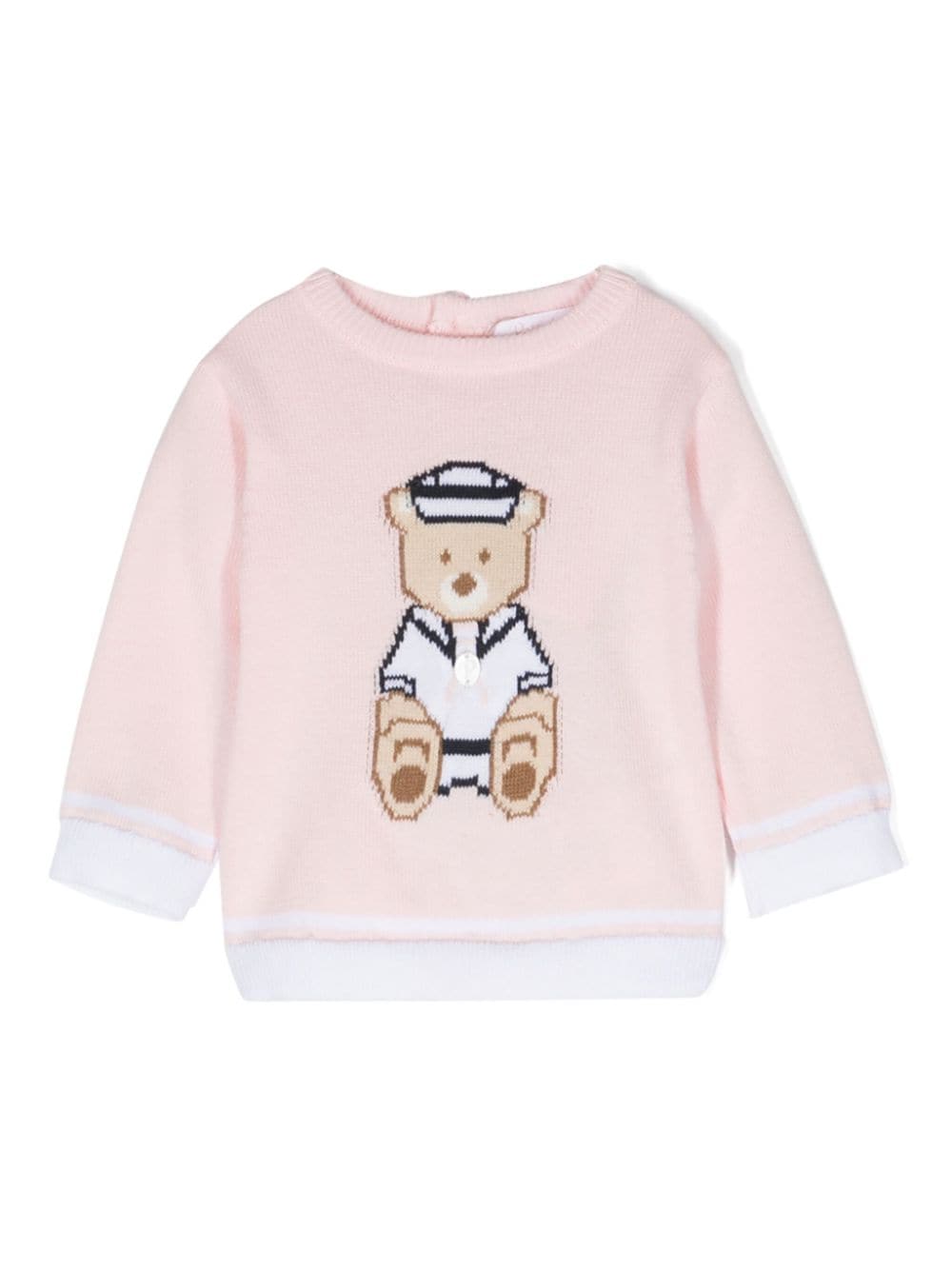 Patachou Babies' Sailor Bear-intarsia Jumper In Pink