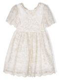 Patachou floral-embroidered flared dress - White