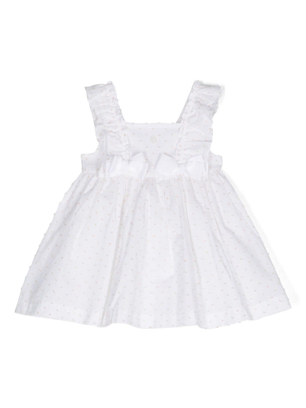 Patachou Babies' Polka Dot-embroidered Flared Dress In White