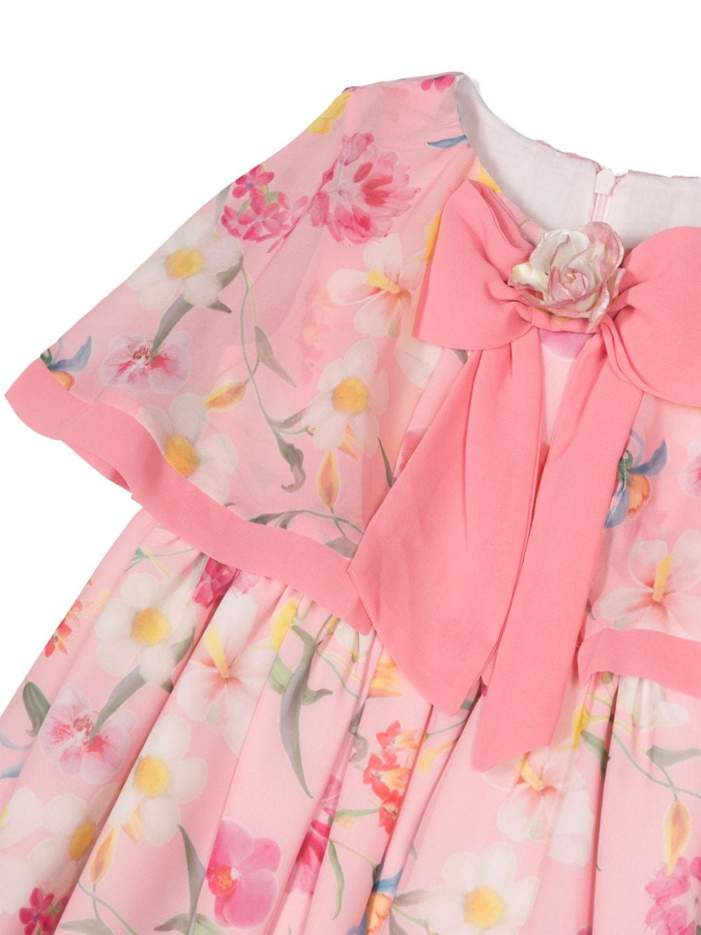 Shop Patachou Bow-detailed Floral-pattern Dress In Pink