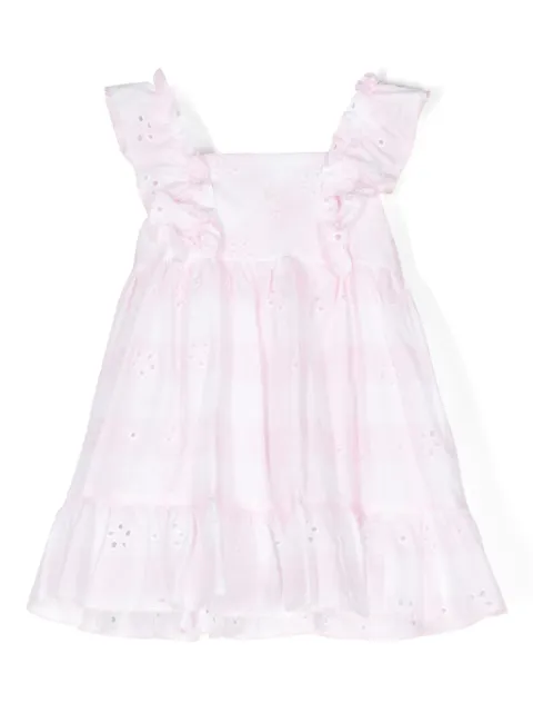 Patachou broderie-anglaise check-pattern cotton dress