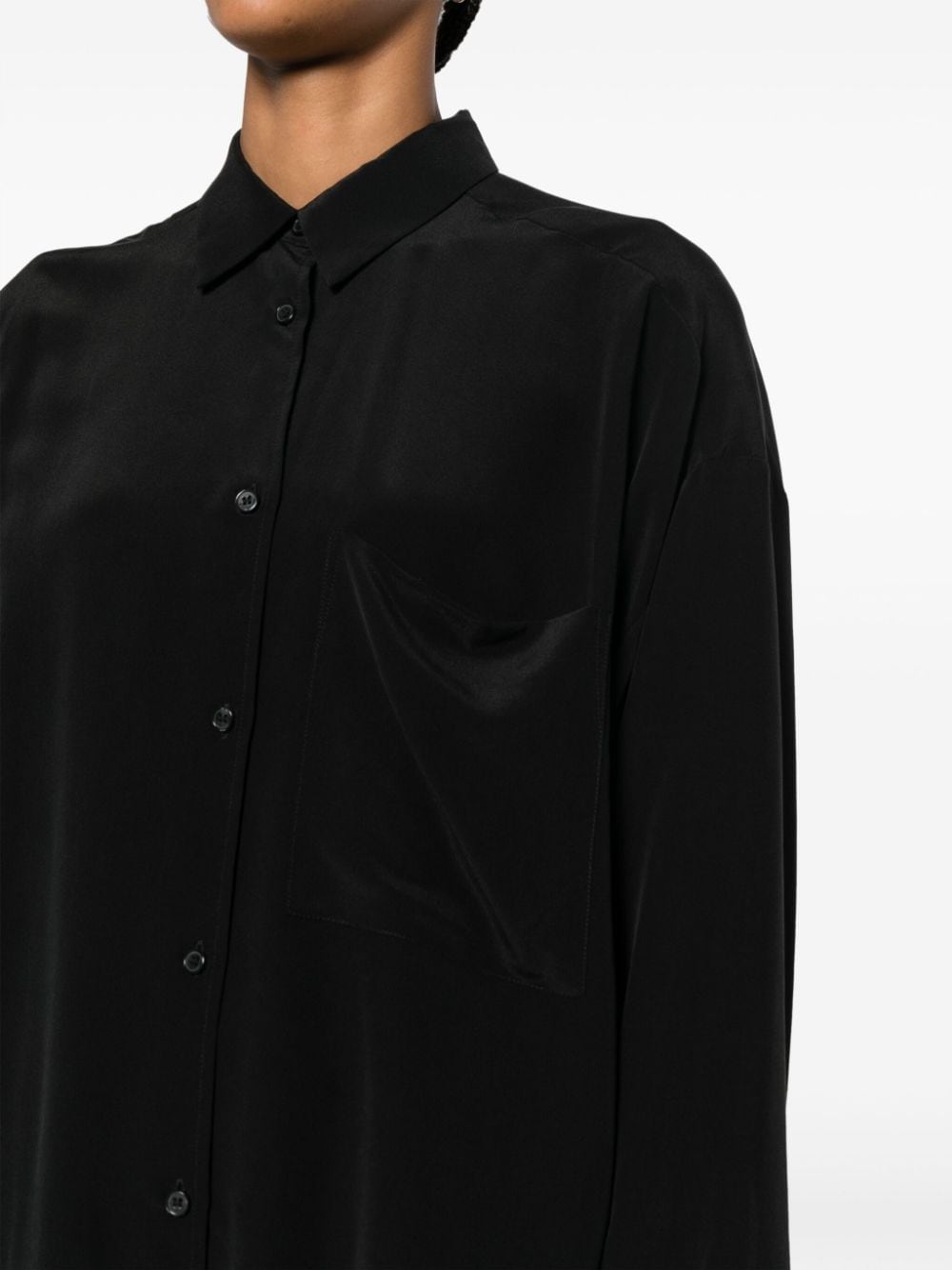 Shop By Malene Birger Derris Organic-silk Shirt In Black