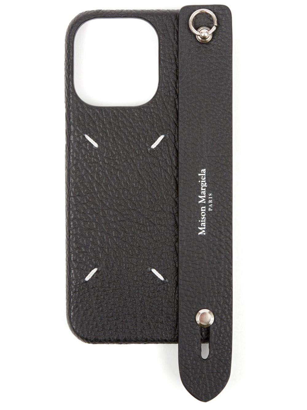 Maison Margiela Four-stitch Grained Leather Iphone Case In Black