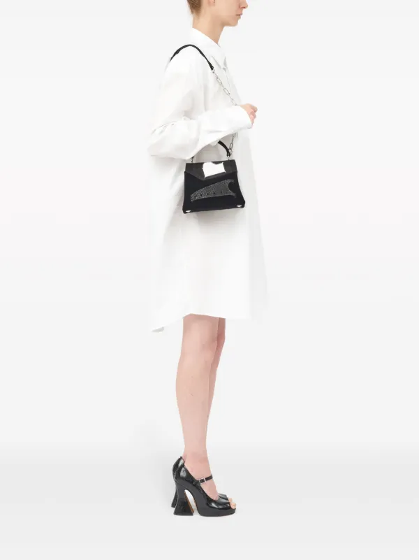 Maison Margiela Small Snatched Suede Tote Bag | Black | FARFETCH CA