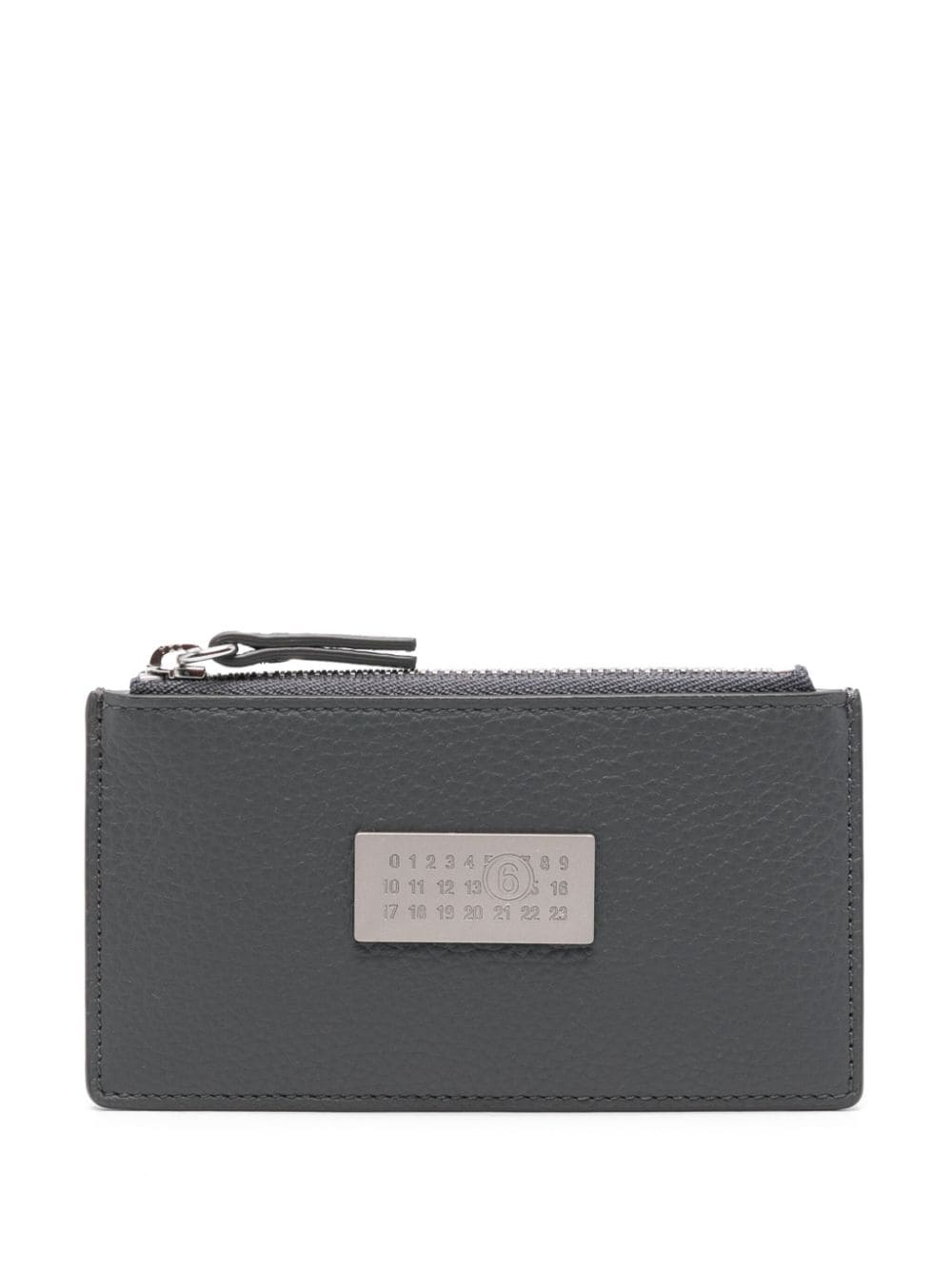 Mm6 Maison Margiela Numeric Leather Card Holder In Grey