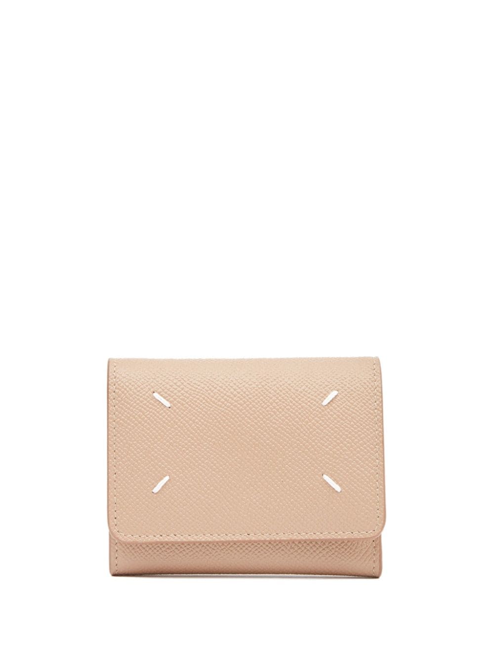 Maison Margiela Four-stitch Tri-fold Leather Wallet In Neutrals