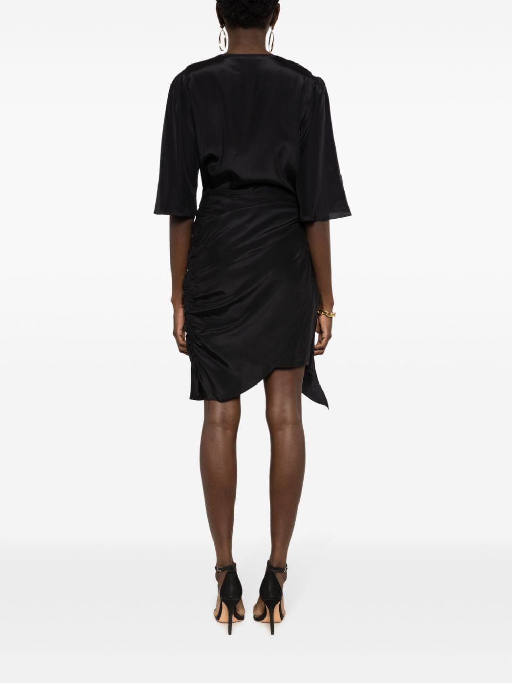 Shop Lethicia Bronstein Aslan Wrap Silk Minidress In Black