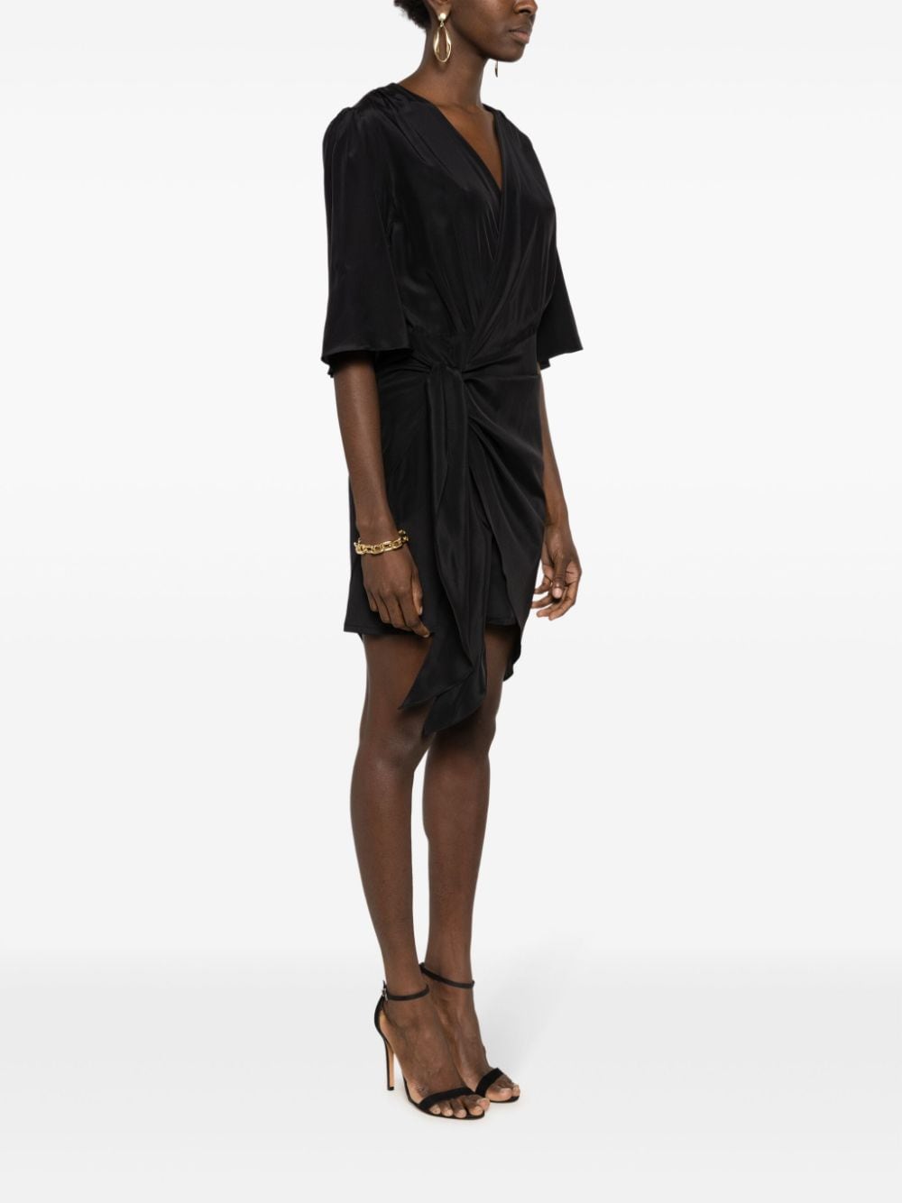 Shop Lethicia Bronstein Aslan Wrap Silk Minidress In Black