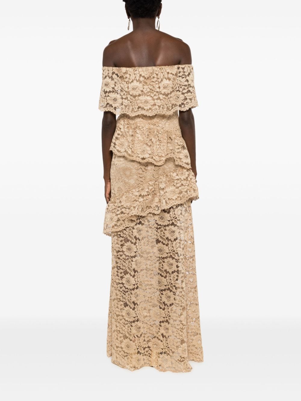 Shop Lethicia Bronstein Adalet Floral-lace Maxi Dress In Neutrals