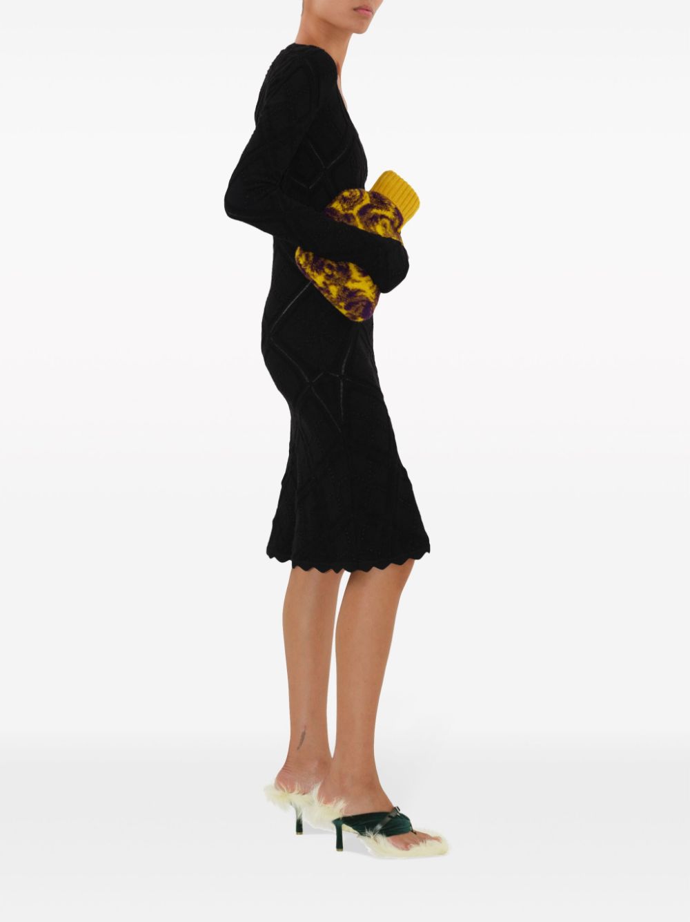 Shop Burberry Aran Long-sleeve Knitted Dress In Black