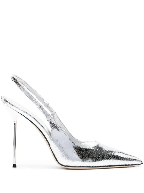 Paris Texas Lidia 115mm Metallic-effect Leather Pumps in Silver