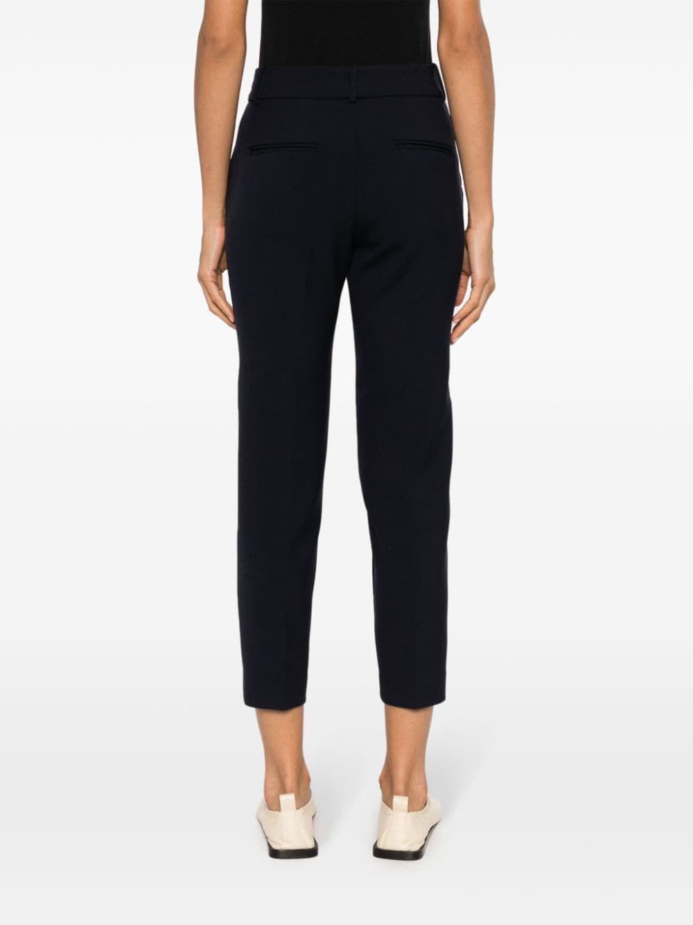 Shop Peserico Concealed-fastening Tapered Trousers In Blue