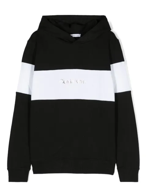 Calvin Klein Kids foil logo-print panelled hoodie