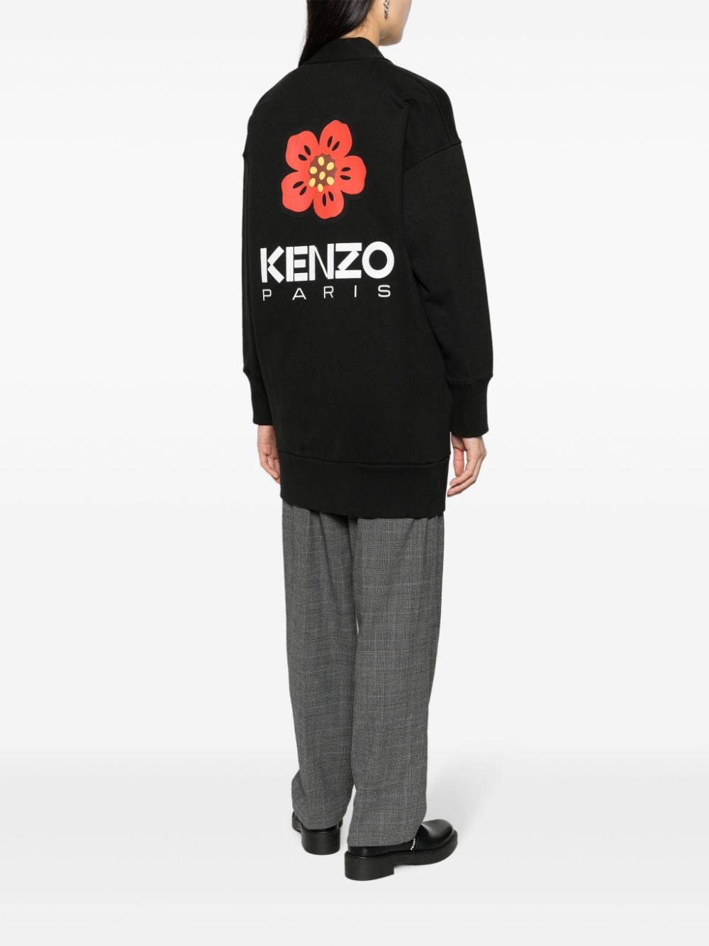 Shop Kenzo Logo-print Cotton-blend Cardigan In Black