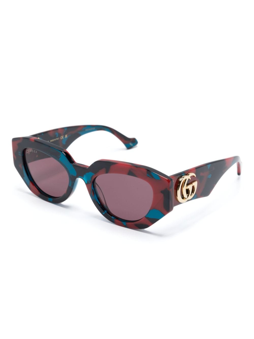 Gucci Eyewear tortoiseshell-effect geometric-frame glasses - Rood