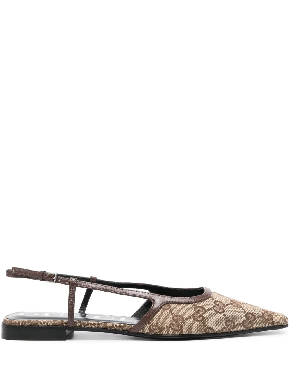 Gucci Original Gg Canvas Slingback Ballerina Shoes In Brown