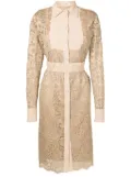 Lethicia Bronstein Ada panelled lace midi shirtdress - Neutrals