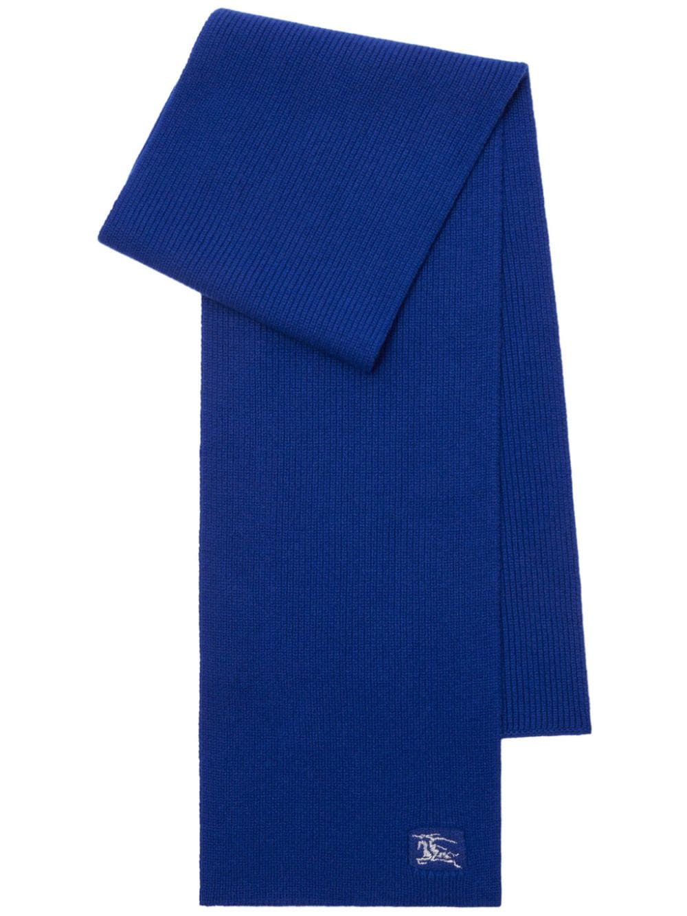 Shop Burberry Ekd-embroidered Cashmere Scarf In Blue