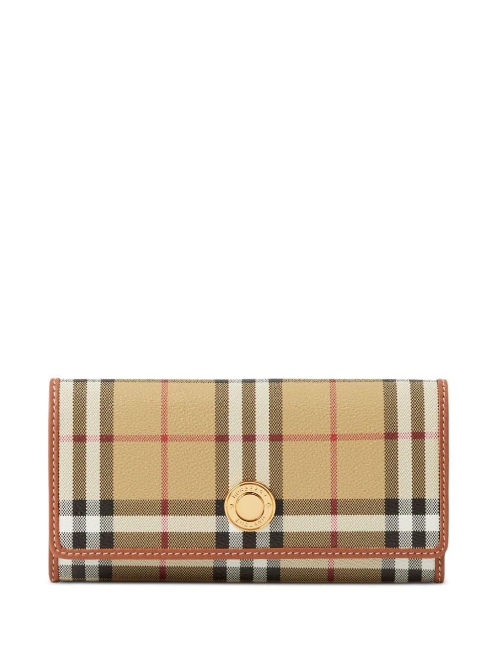 Burberry Check And Leather Continental Wallet In Nude