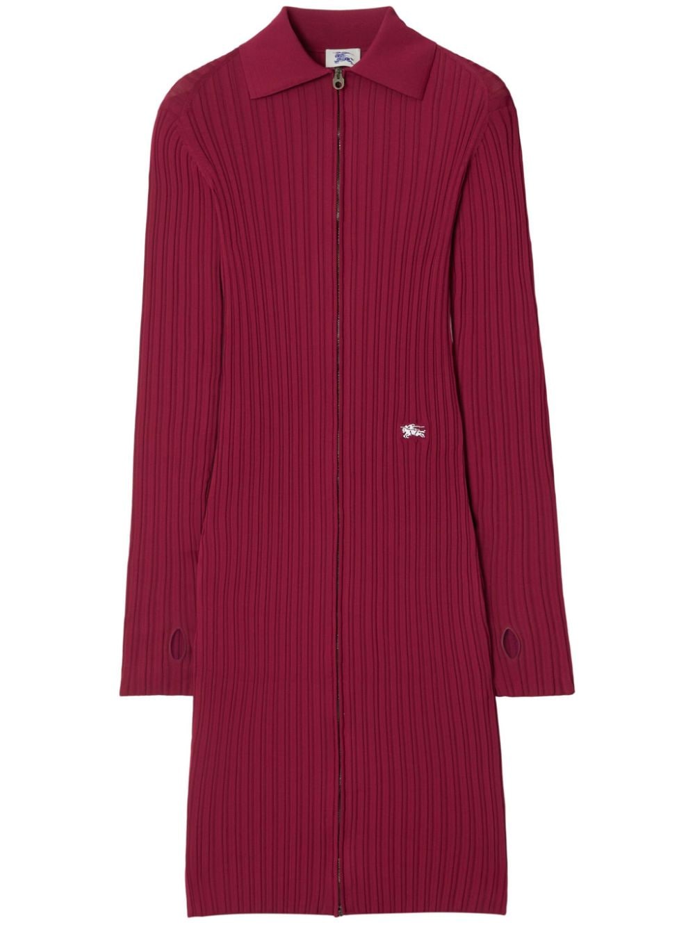 Shop Burberry Ribbed-knit Minidress In Red