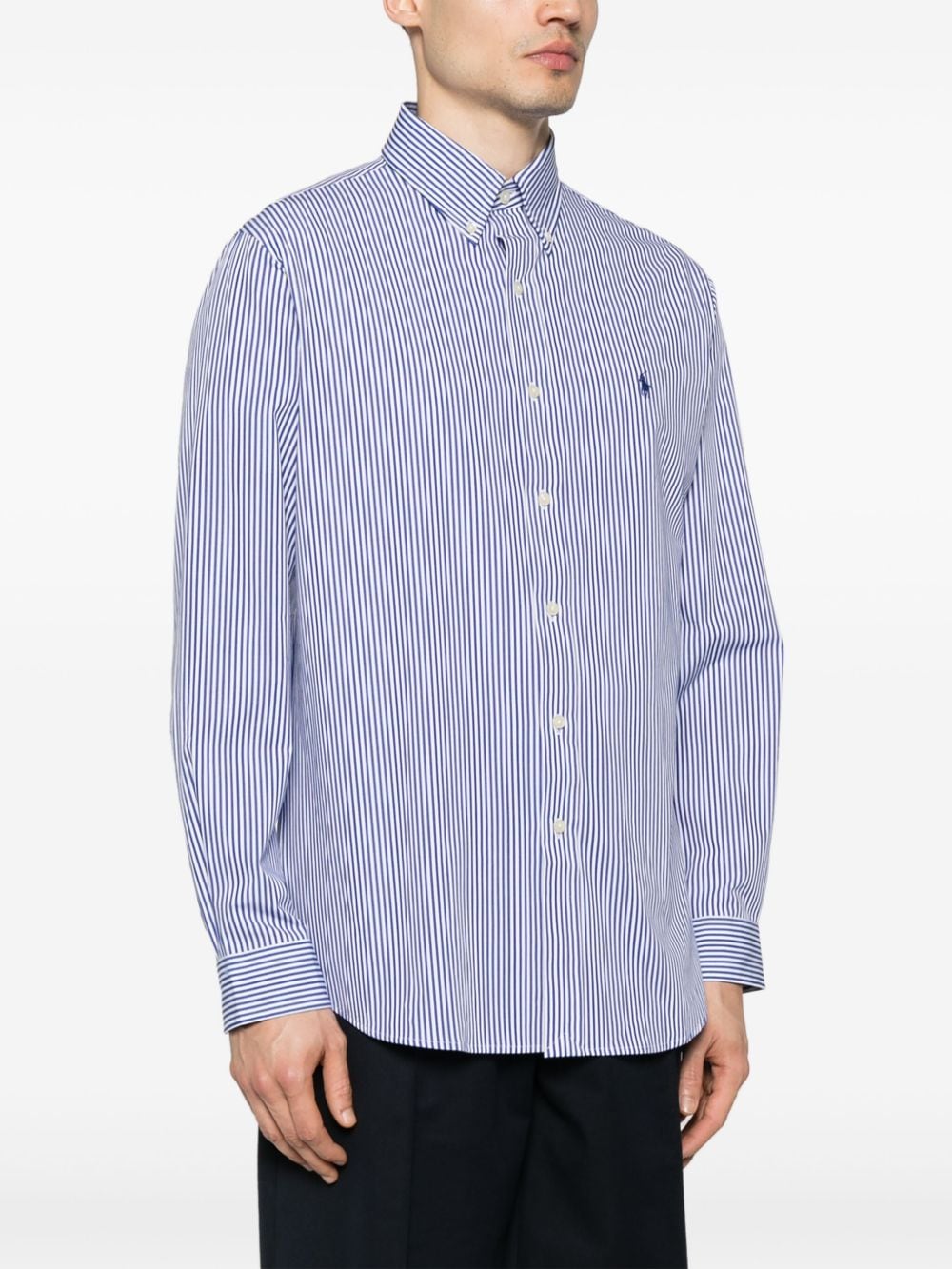 Shop Polo Ralph Lauren Polo Pony Striped Cotton Shirt In White