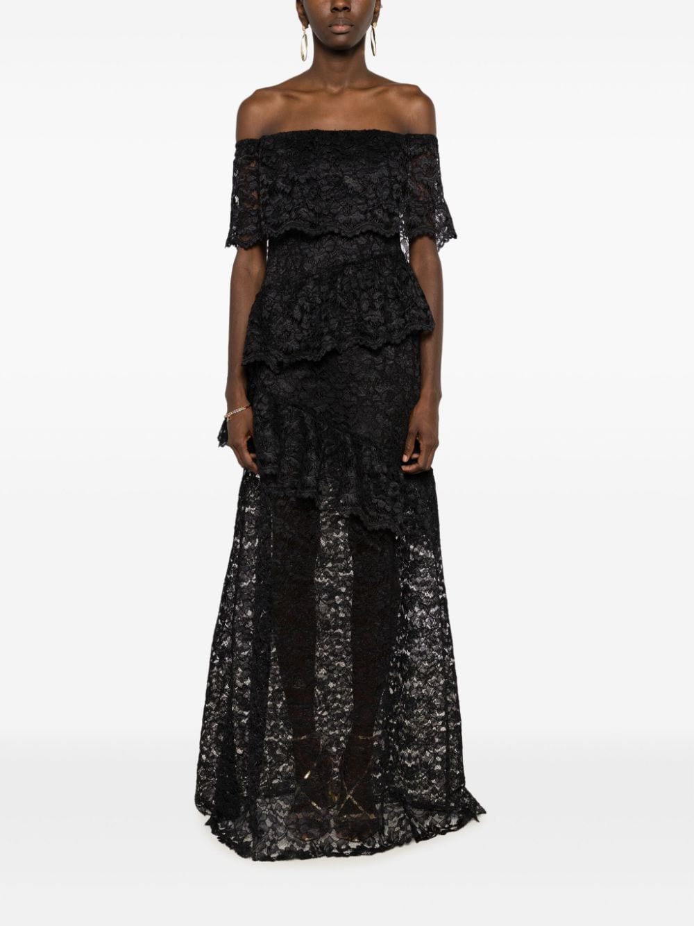 Shop Lethicia Bronstein Adalet Floral-lace Maxi Dress In Black