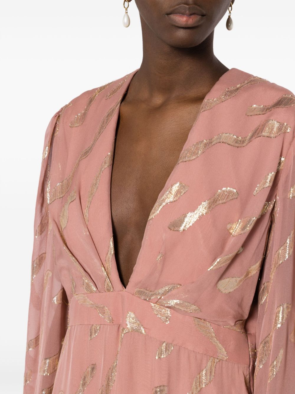 Shop Lethicia Bronstein Atala Embroidered Silk Gown In Pink