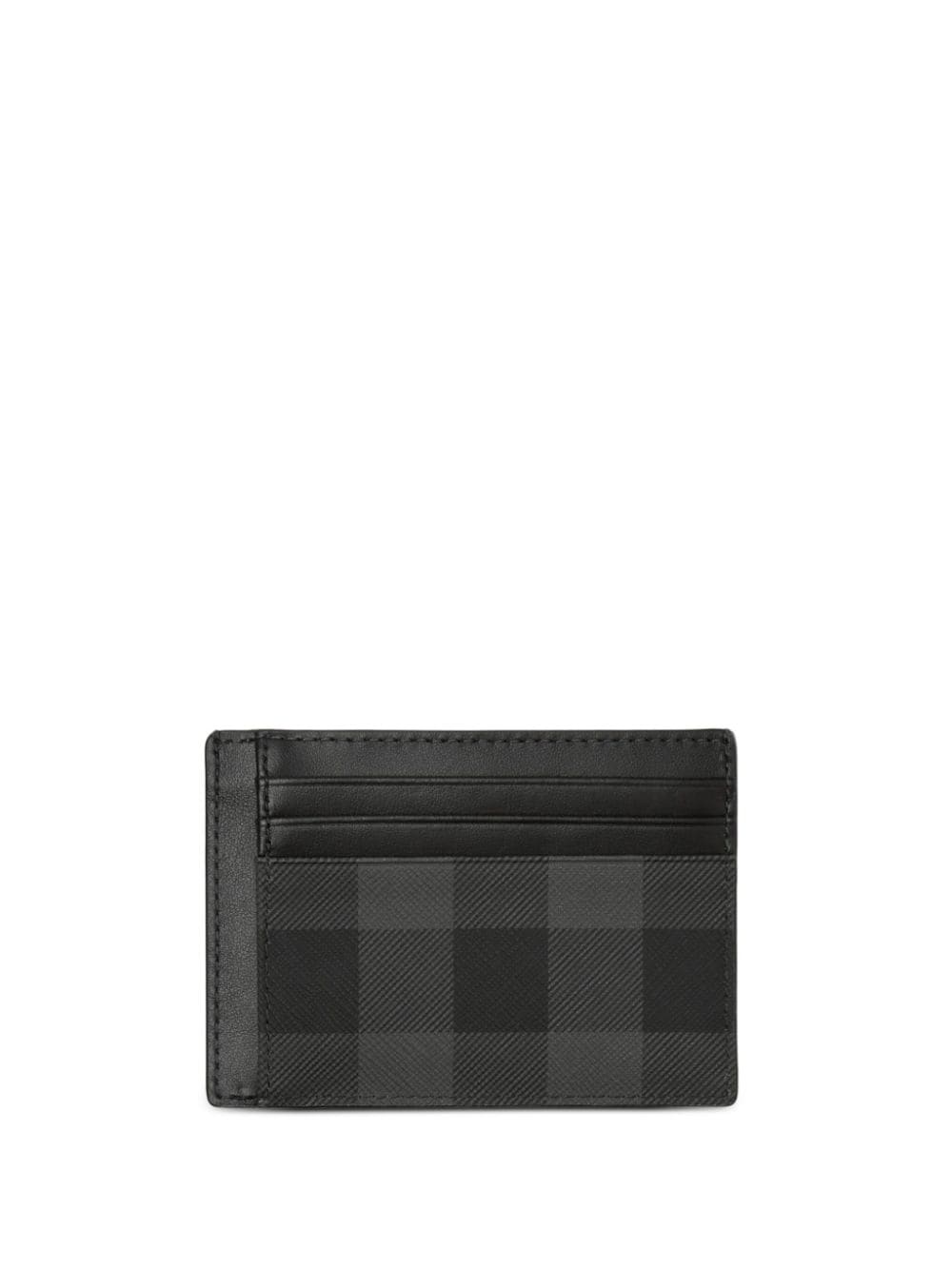 Shop Burberry Checked Leather Cardholder In Grey