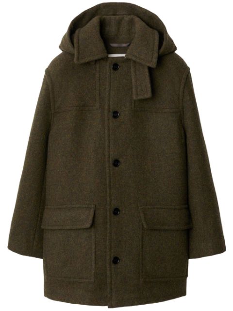 Burberry single-breasted hooded wool coat Men