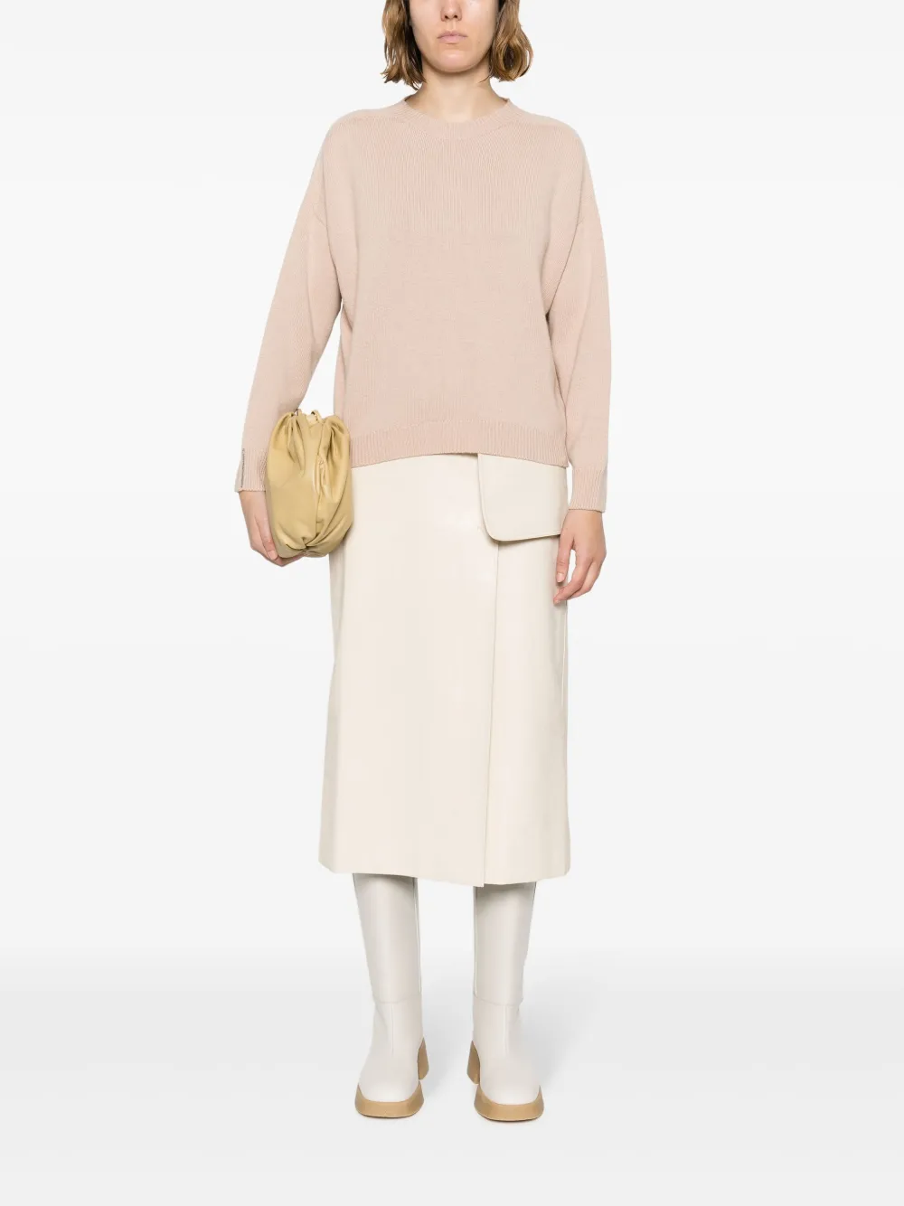 Peserico metallic-threading crew-neck jumper - Beige