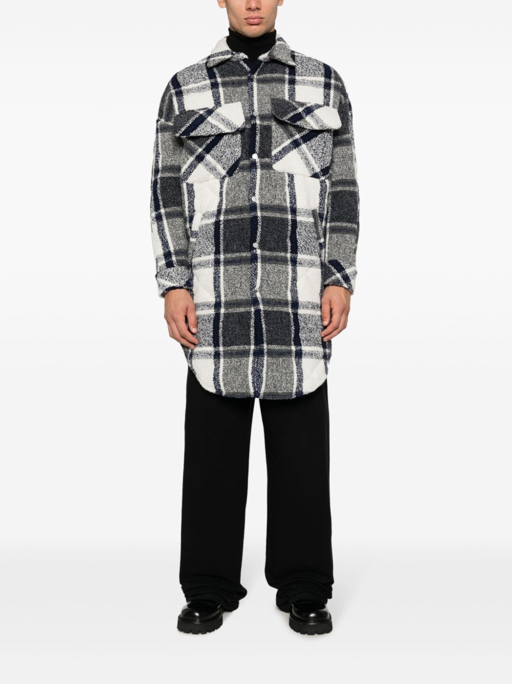 Faith Connexion two-tone plaid quilted shirt - Blauw