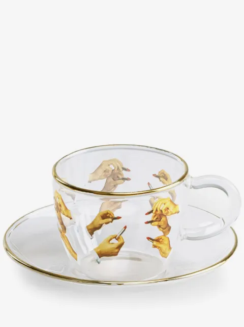 Seletti Set aus zwei Kaffeetassen mit Lippenstift-Print