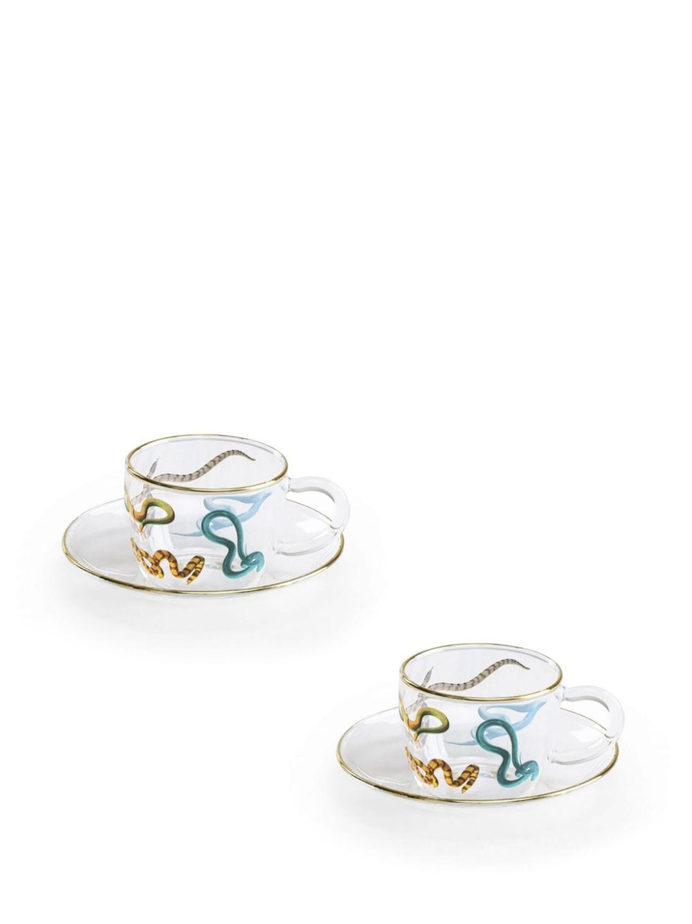Shop Seletti Snake-print Coffee Cups (set Of Two) In White