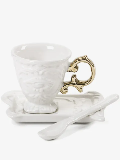 Seletti Set aus zwei Wares Kaffeetassen mit barocker Prägung