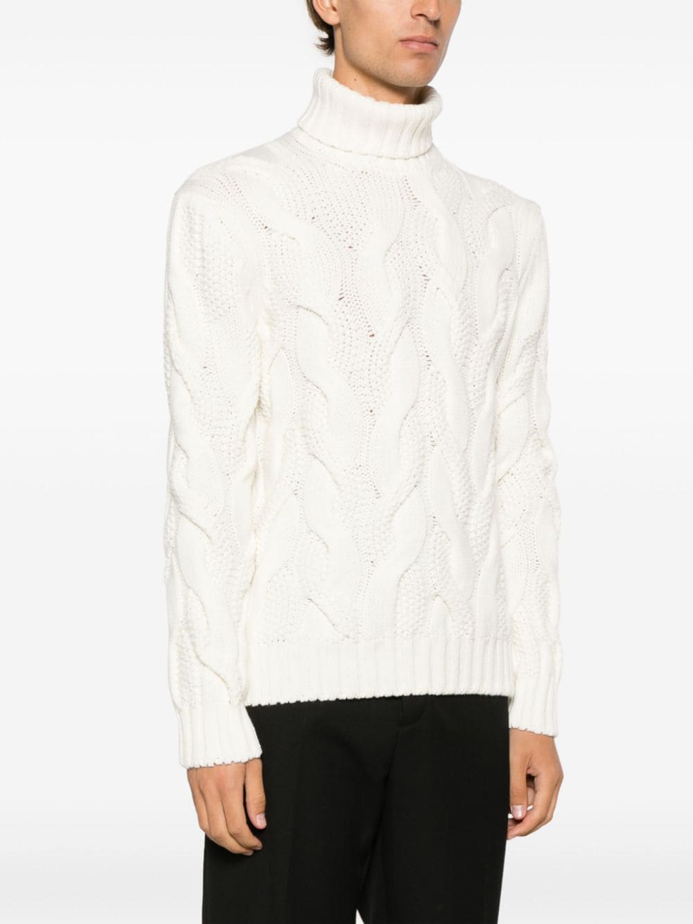 Shop Barba Cable-knit Roll-neck Jumper In White