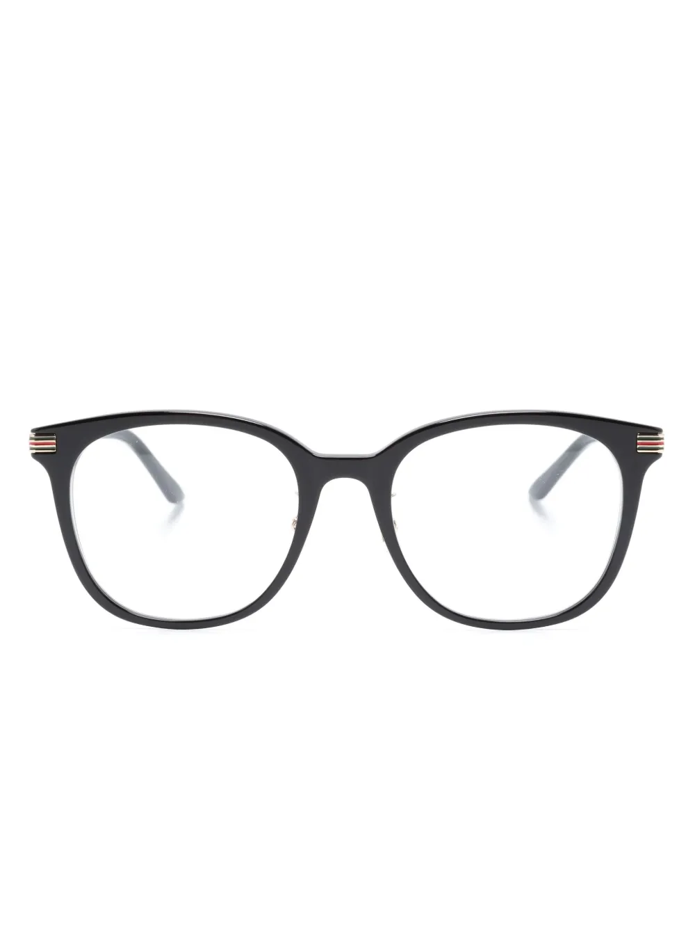 Gucci Engraved-logo Round-frame Glasses In Black
