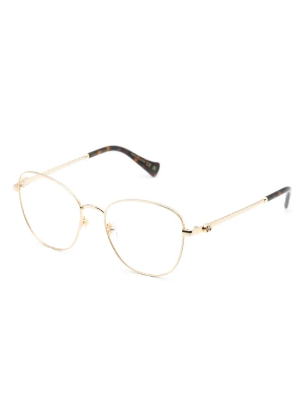 Gucci Eyewear GG14180 square frame Glasses Gold FARFETCH AE