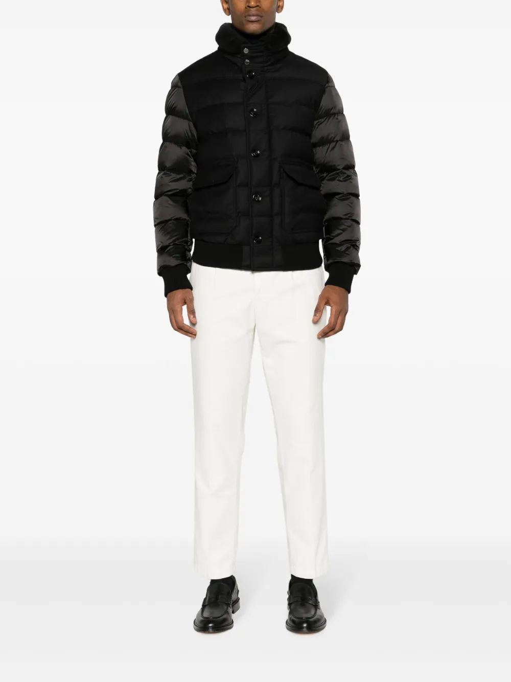 Moorer Fantoni shearling-collar padded jacket - Zwart
