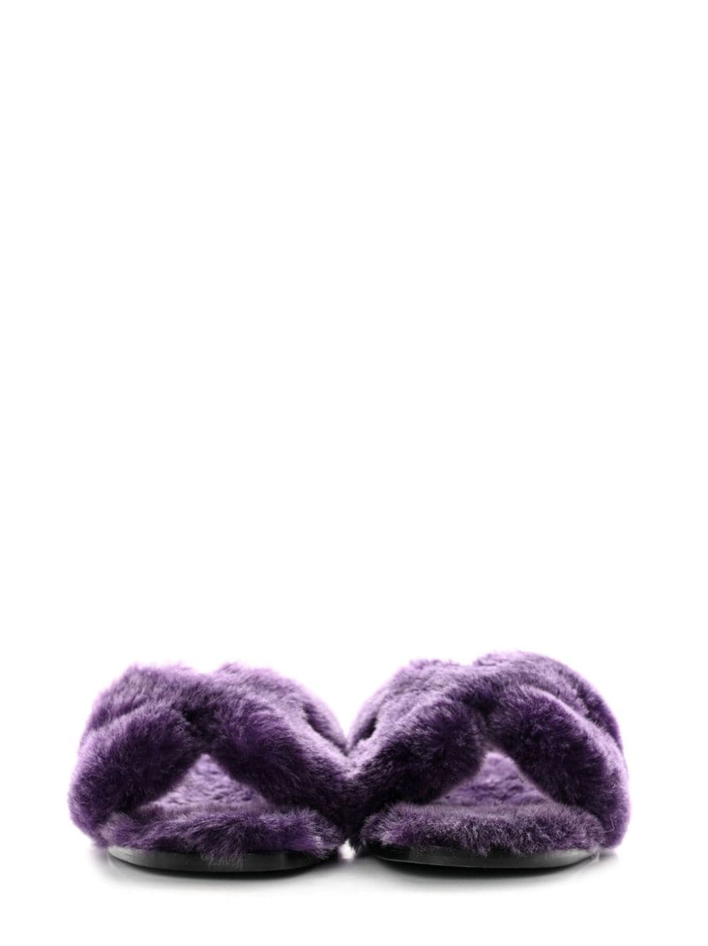 Pre-owned Hermes  Oran Shearling Sandals In Purple