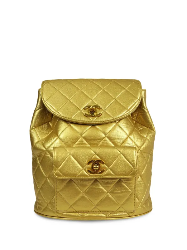 Chanel Pre-owned 1985-1990 Duma Diamond-quilted Backpack in Yellow