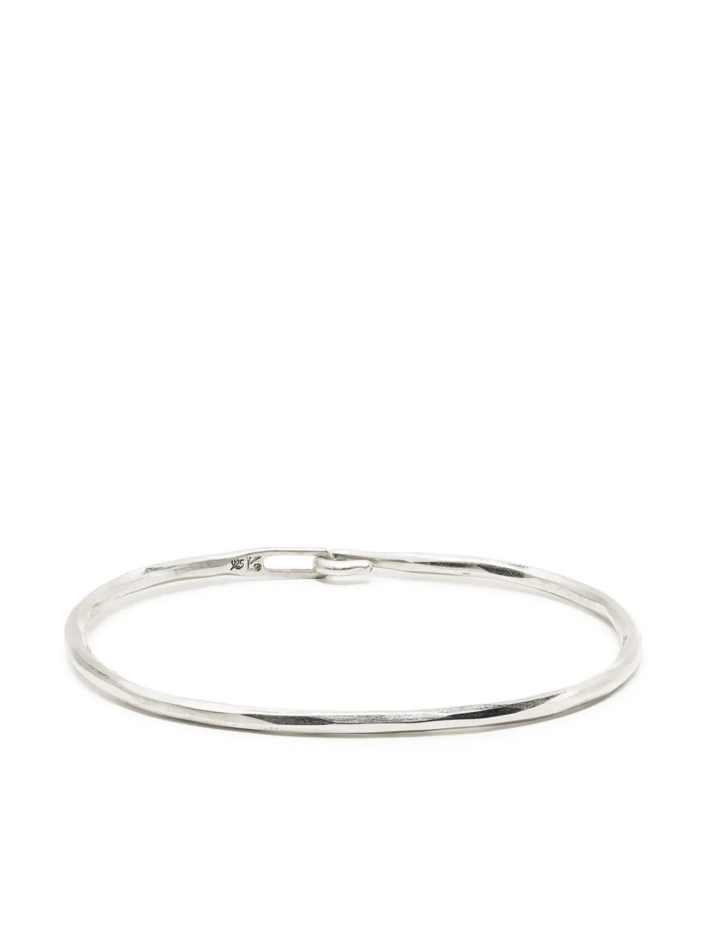 Werkstatt:münchen M2640 Hammered-effect Silver Bangle In Silber