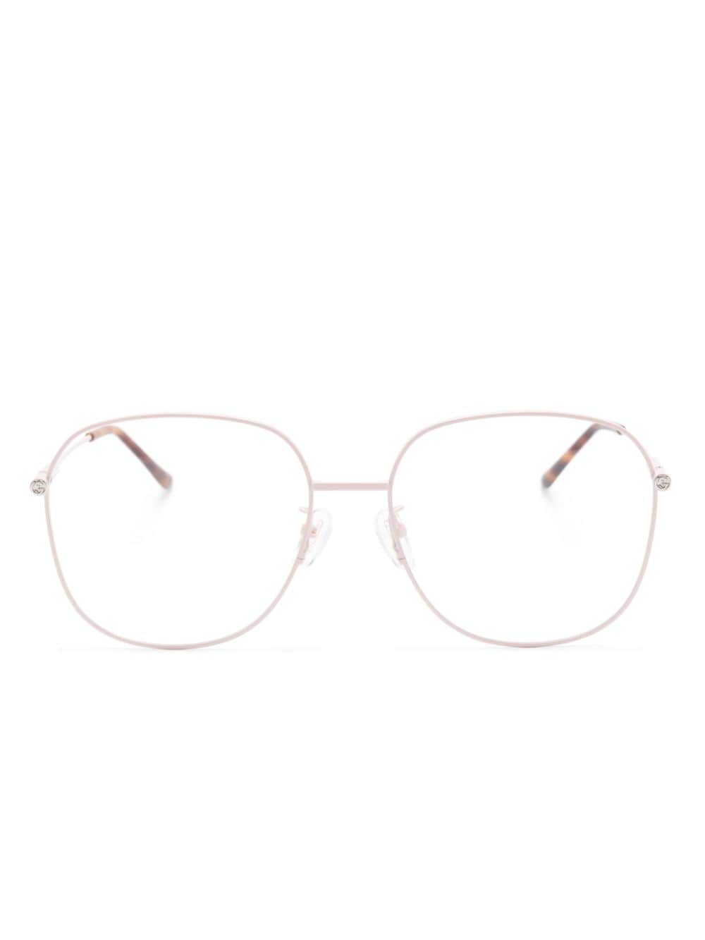 Gucci Double G Square-frame Glasses In Pink