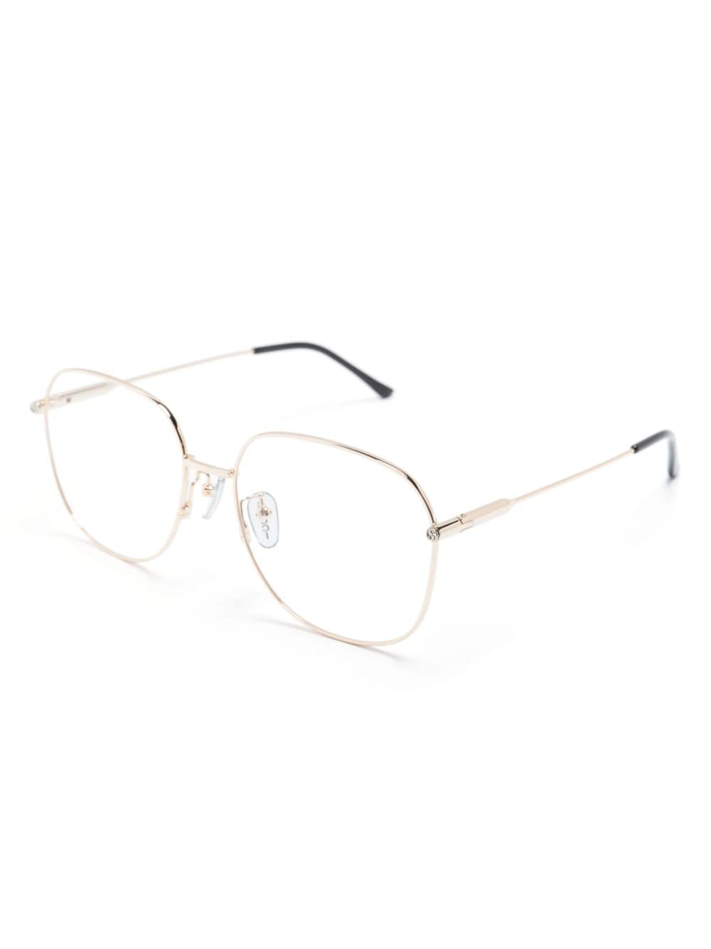 Shop Gucci Double G Square-frame Glasses In Gold