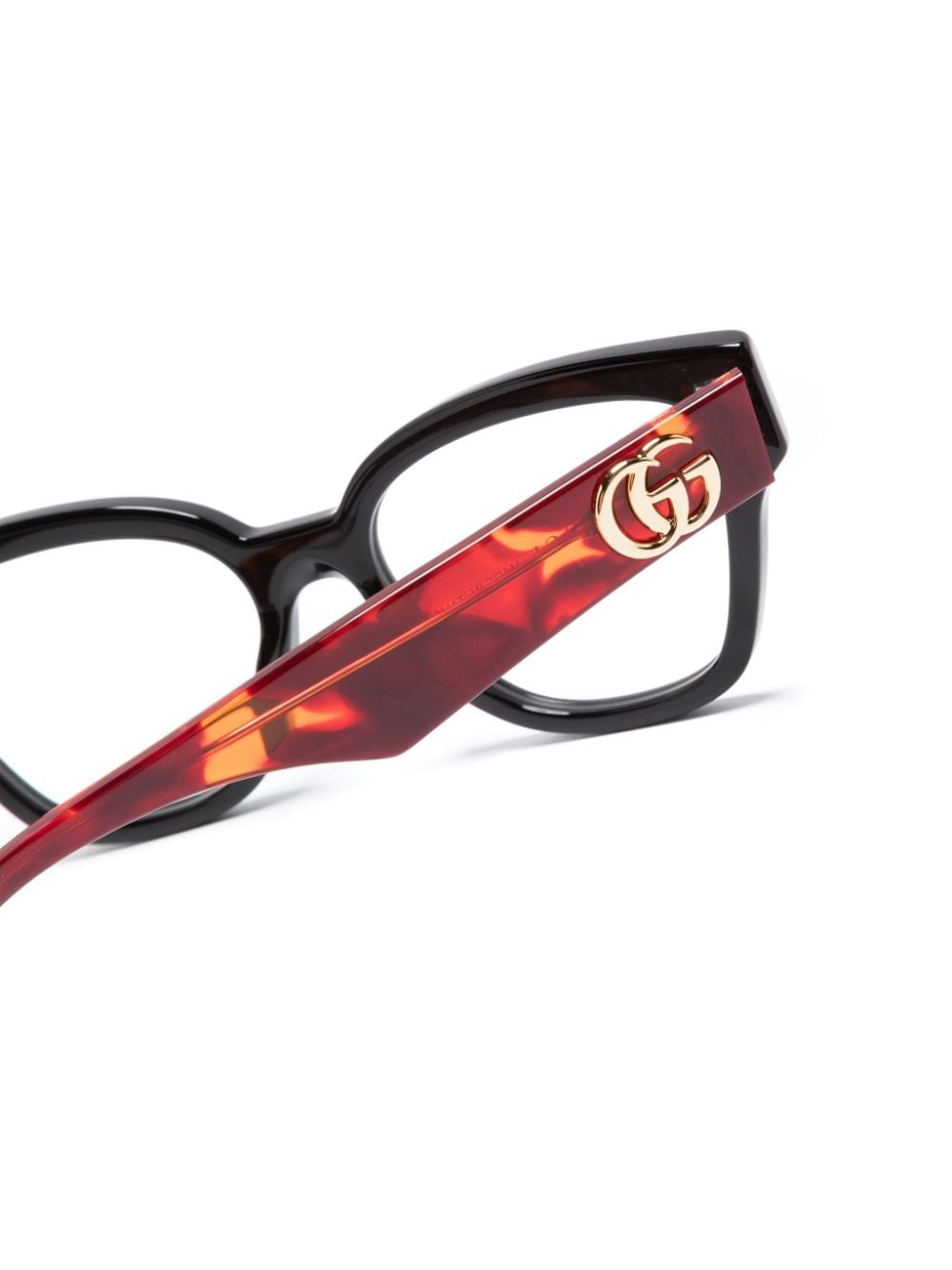 Shop Gucci Double G Rectangular-frame Glasses In Black