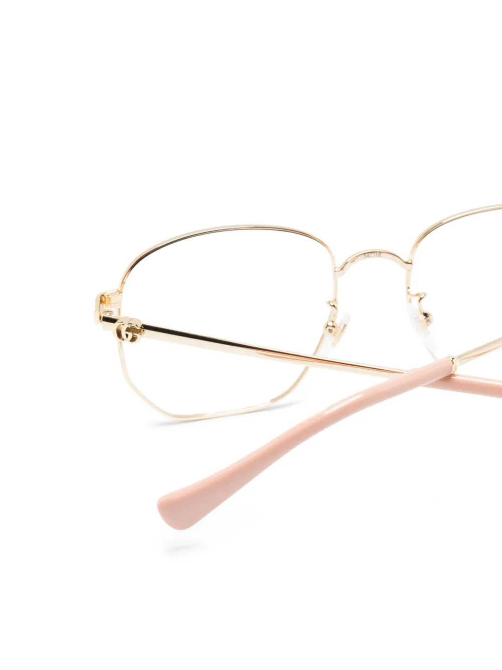 Gucci Round-frame Logo-plaque Glasses In Gold