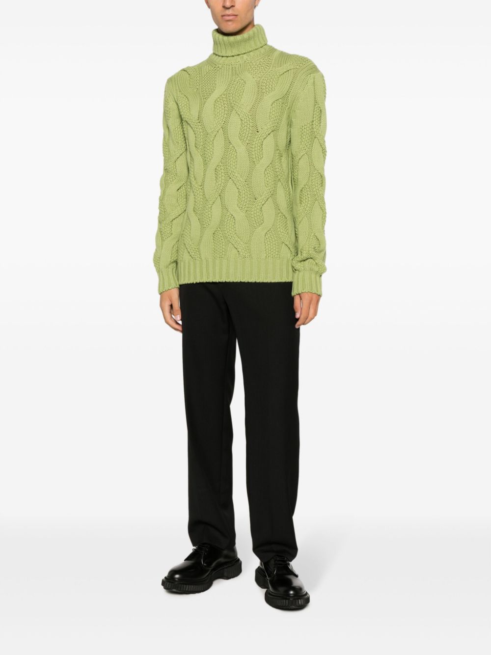 Barba cable-knit slim-cut jumper - Groen