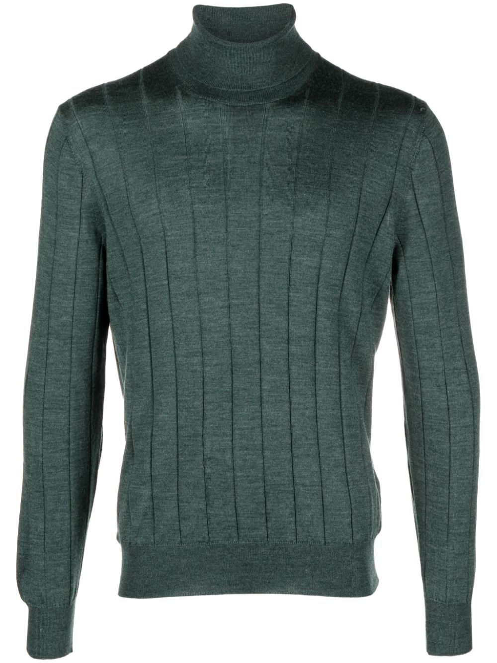 Barba Ribbed-knit Slim-cut Jumper In Green